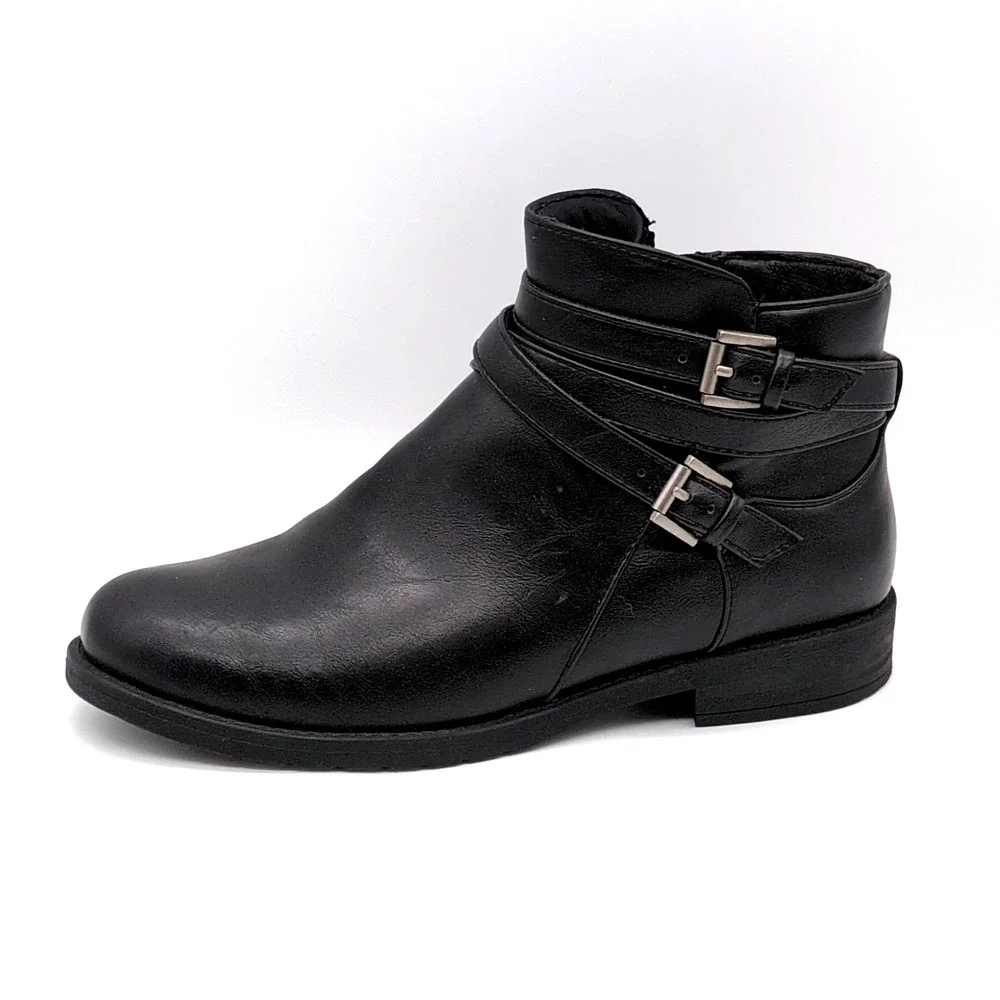 Yuu Shoes Boots‎ Womens Black Calissa 8 Wide Ankle Bootie Side Zip Memory Foam